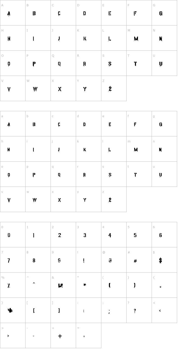 Character Map American Life Font