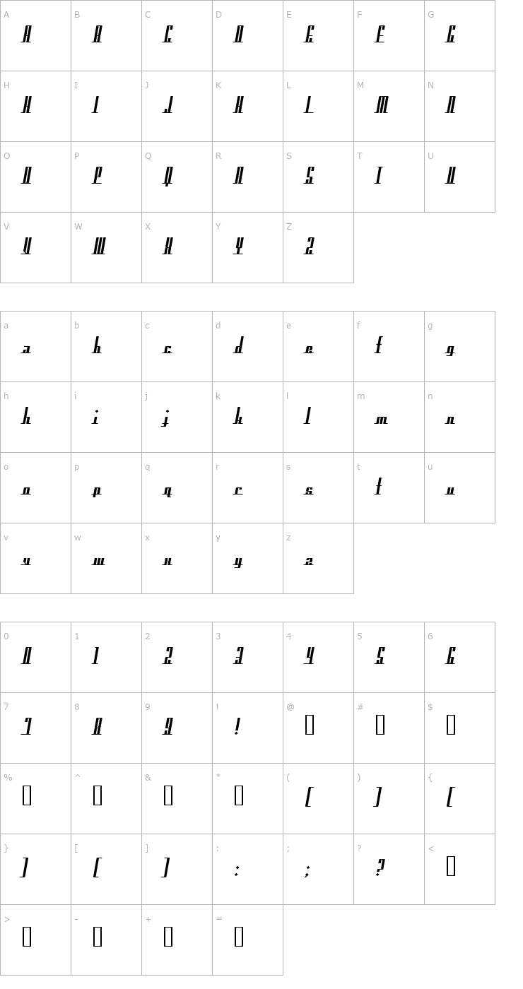 Character Map Americana Dreams Bold Font