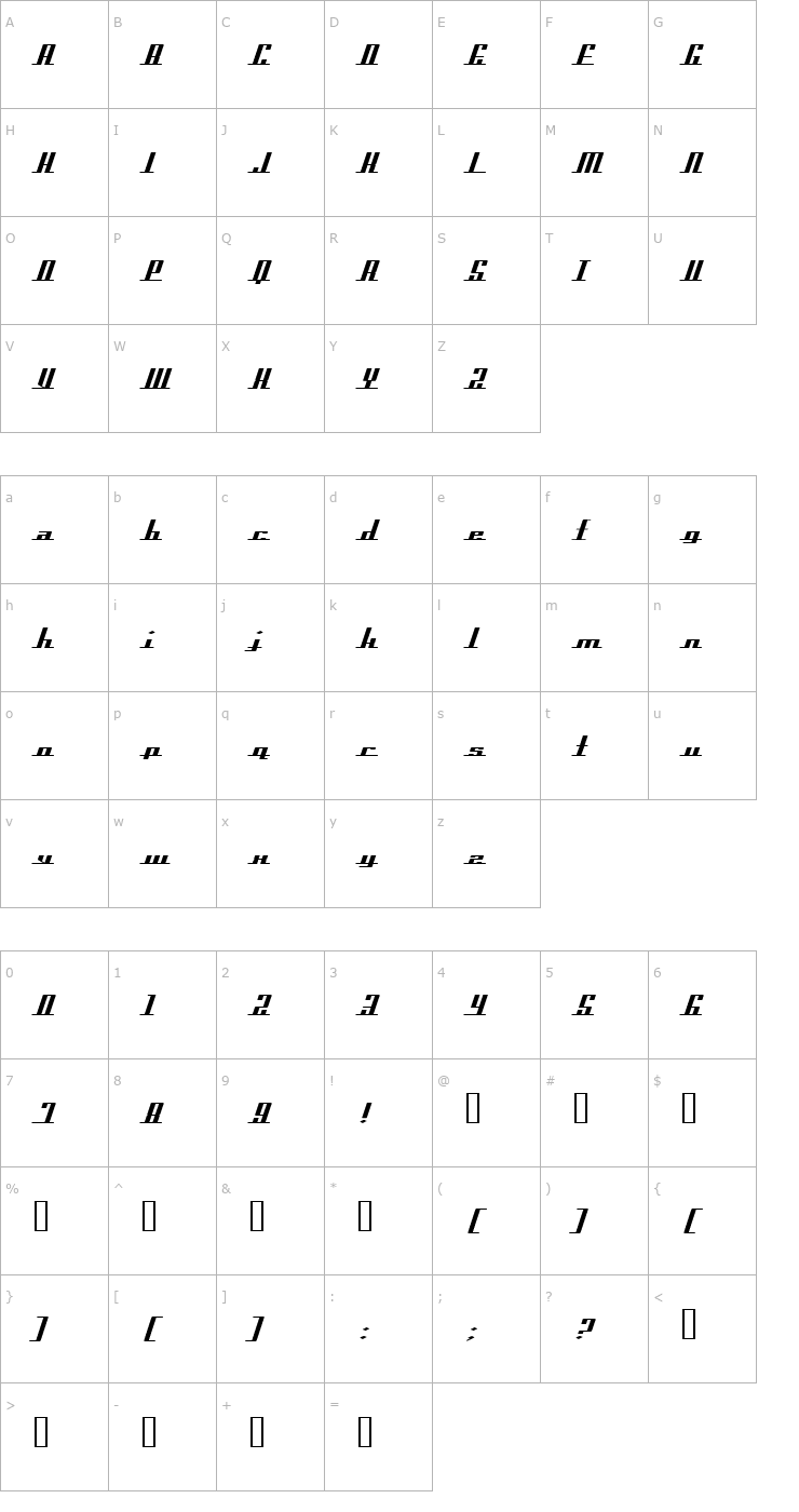 Character Map Americana Dreams Expanded Font