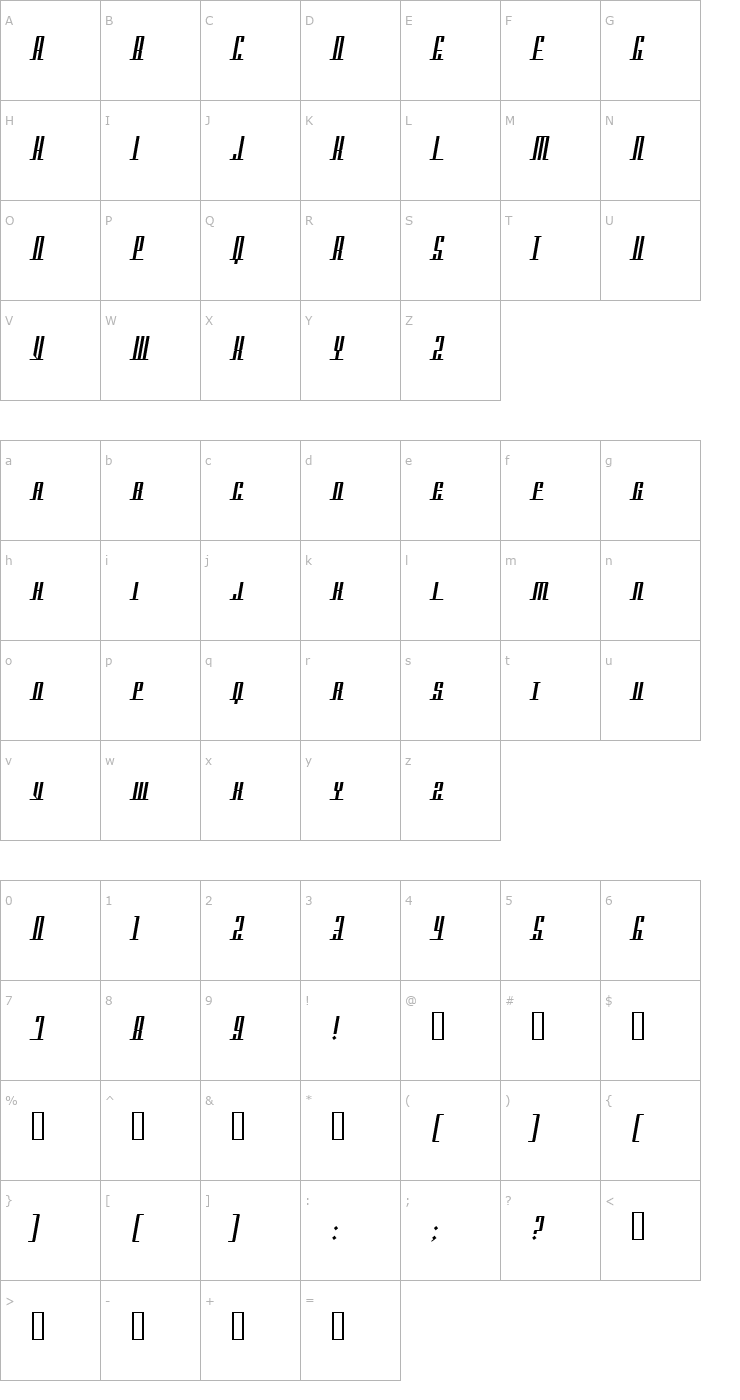 Character Map Americana Dreams SC Font