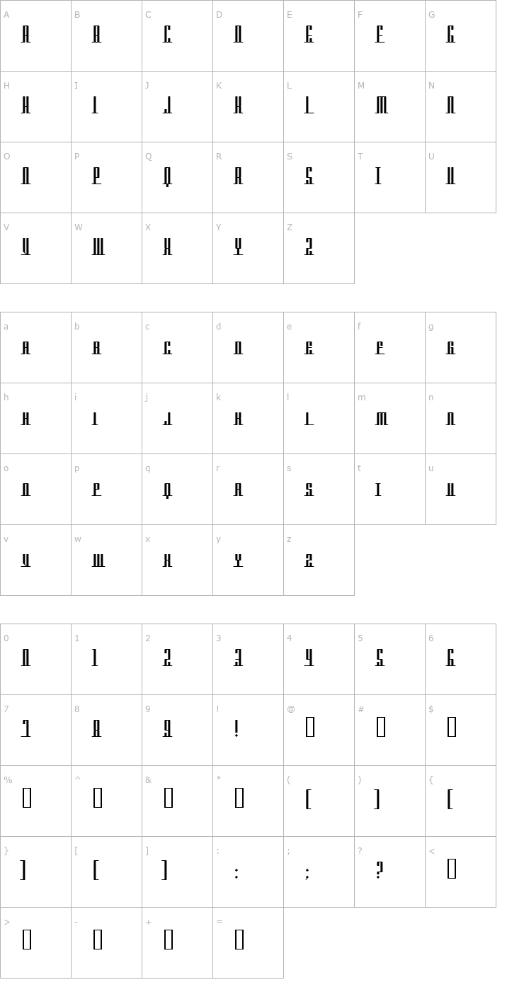 Character Map Americana Dreams SC Upright Font