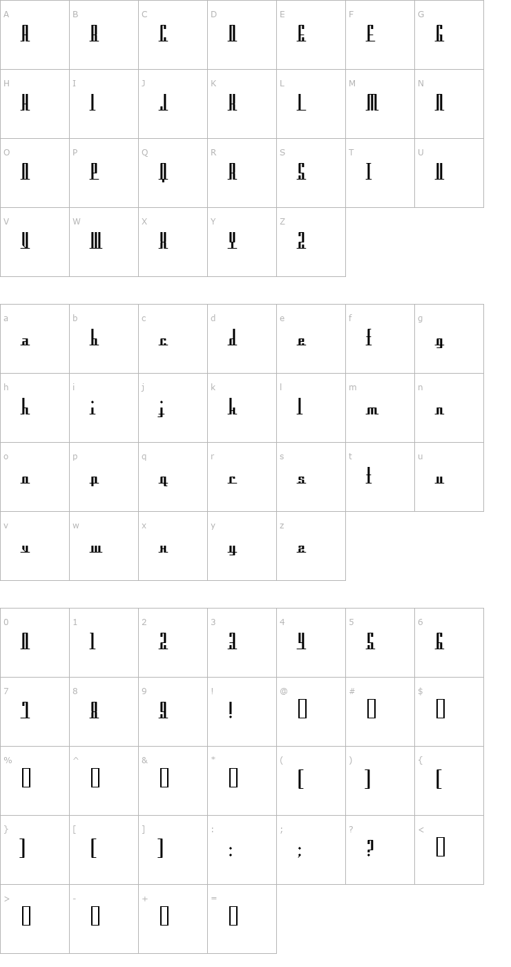 Character Map Americana Dreams Upright Font