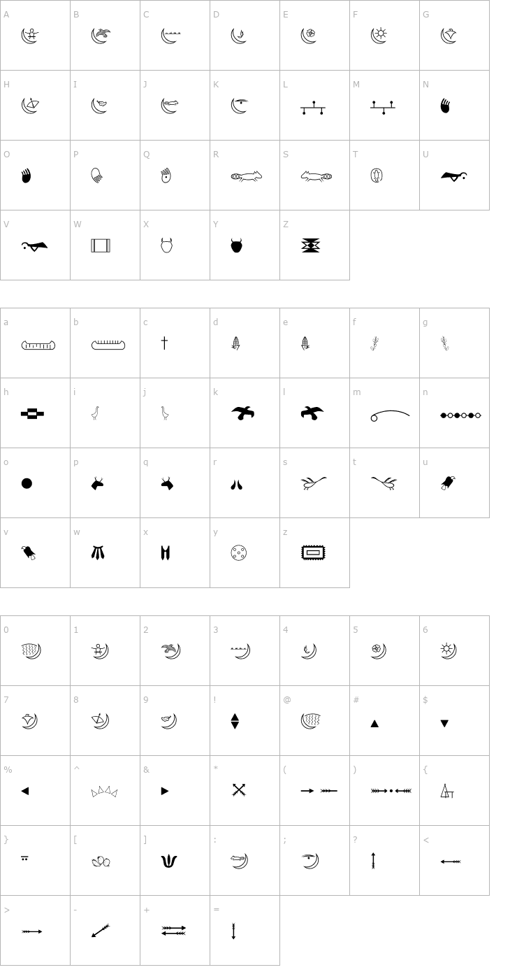 Character Map AmericanIndian Font