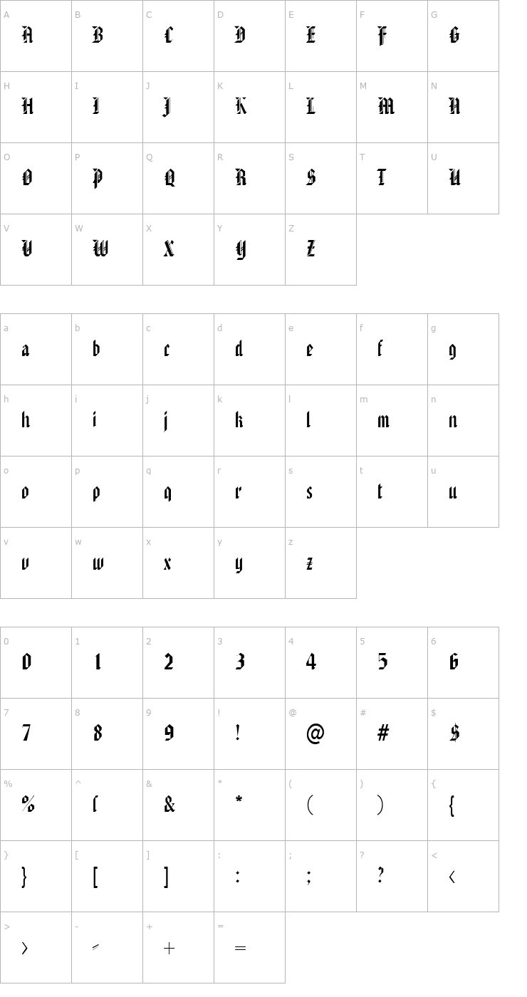 Character Map AmericanText Regular Font