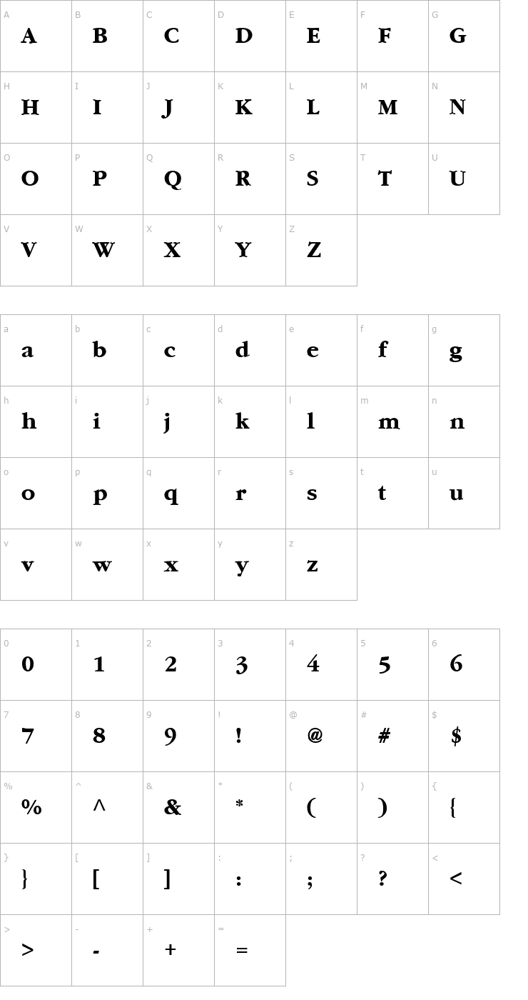 Character Map Amethyst Bold Font