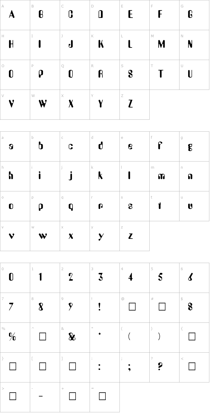 Character Map Amethyst Regular Font