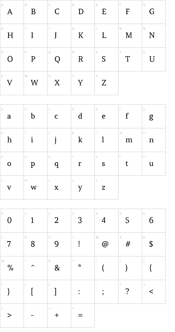 Character Map Amethysta Font