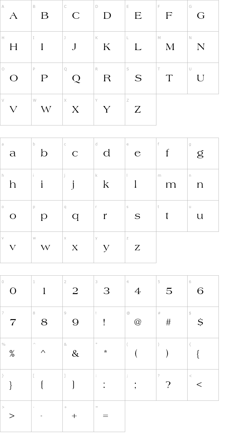 Character Map Amherst Font