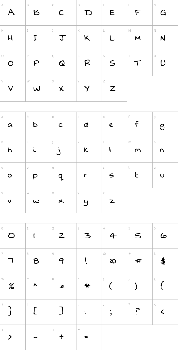 Character Map Amherst Regular Font