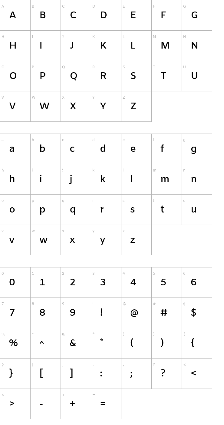 Character Map Amiko SemiBold Font