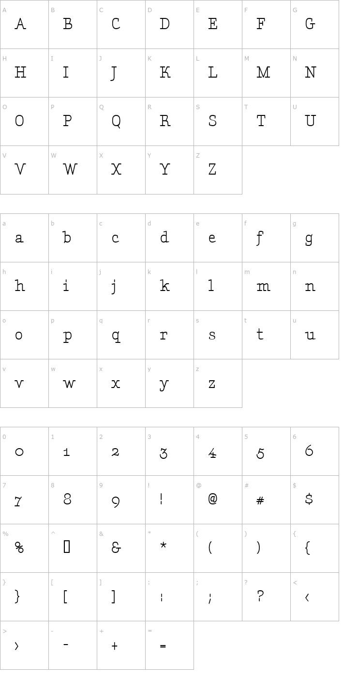 Character Map Aminta Font