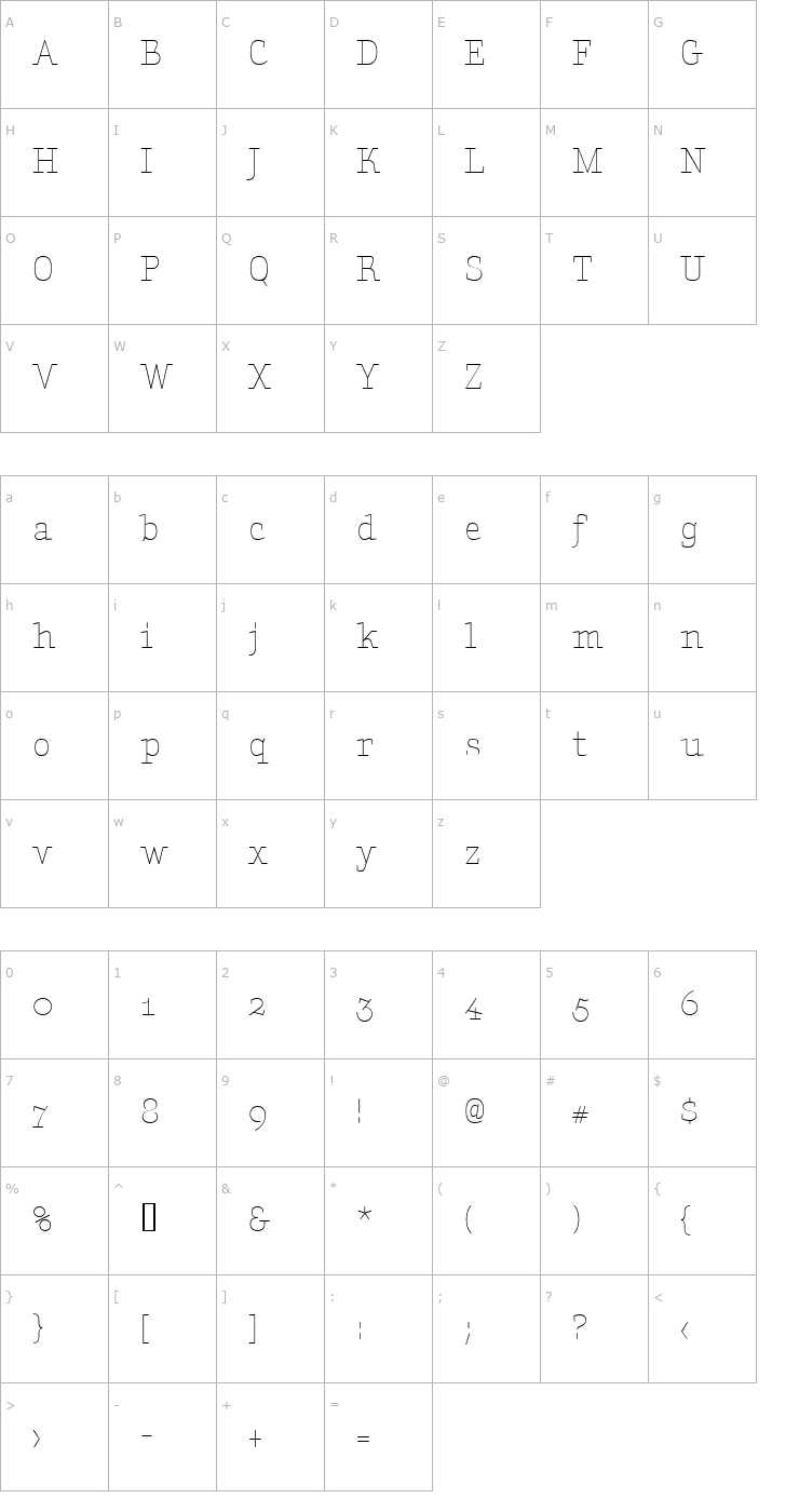 Character Map AmintaLight Font