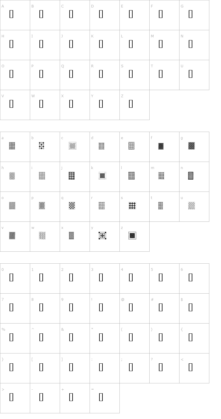 Character Map Amish Quilts Font