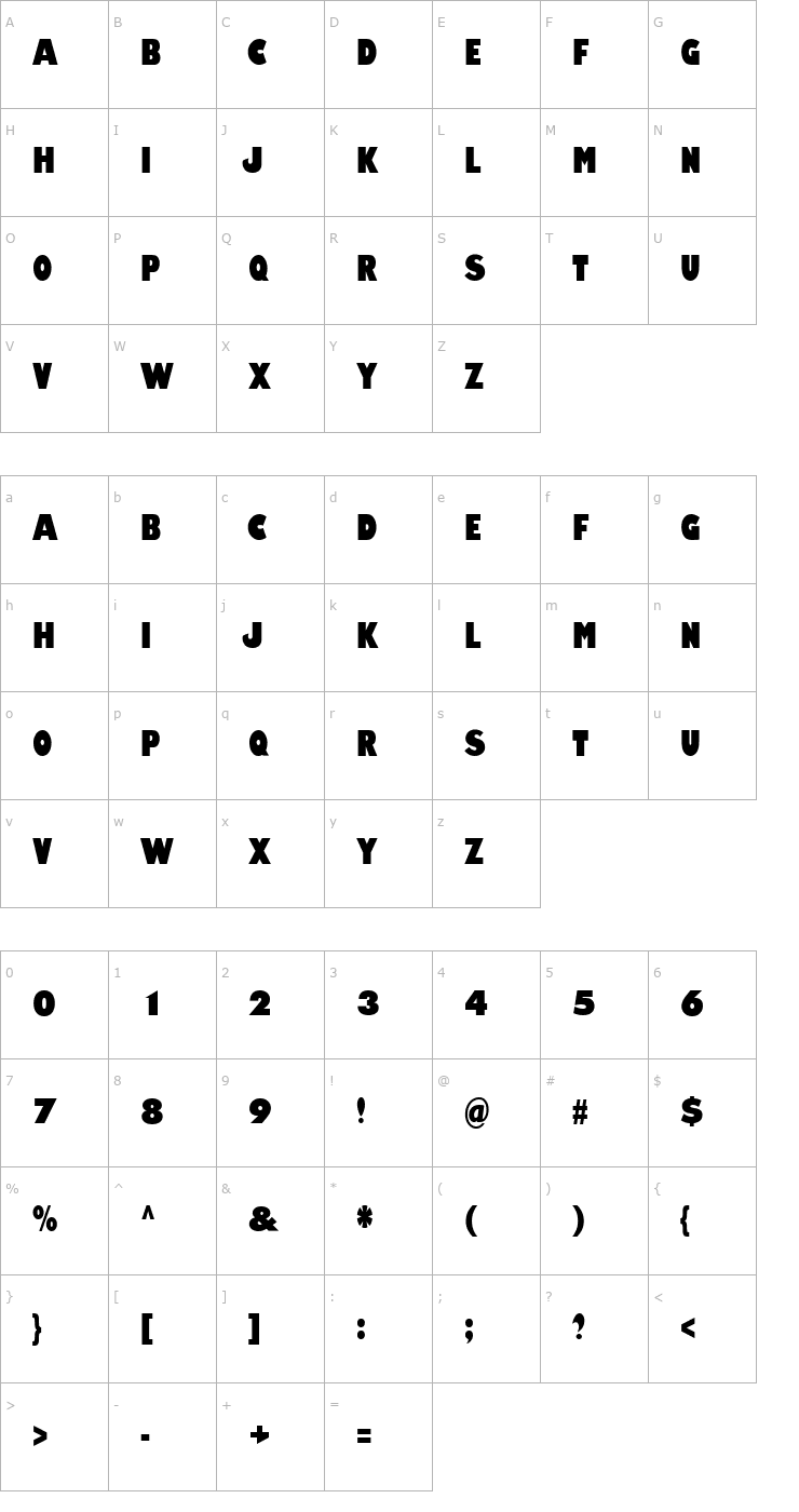 Character Map Amity Jack Font