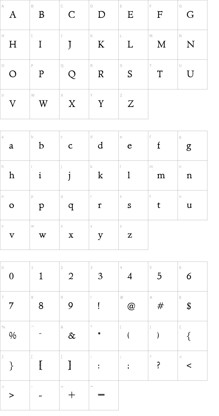 Character Map Ammonite Font