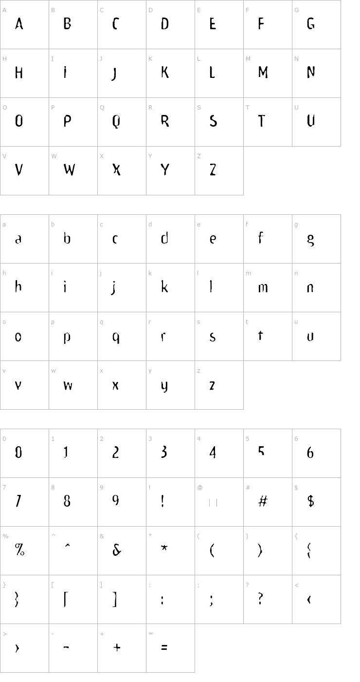 Character Map Amoebia Rain Font