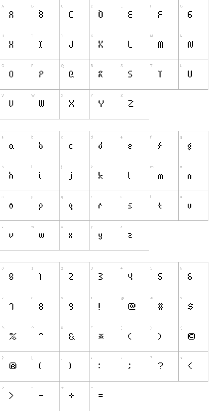 Character Map Amoebic Font