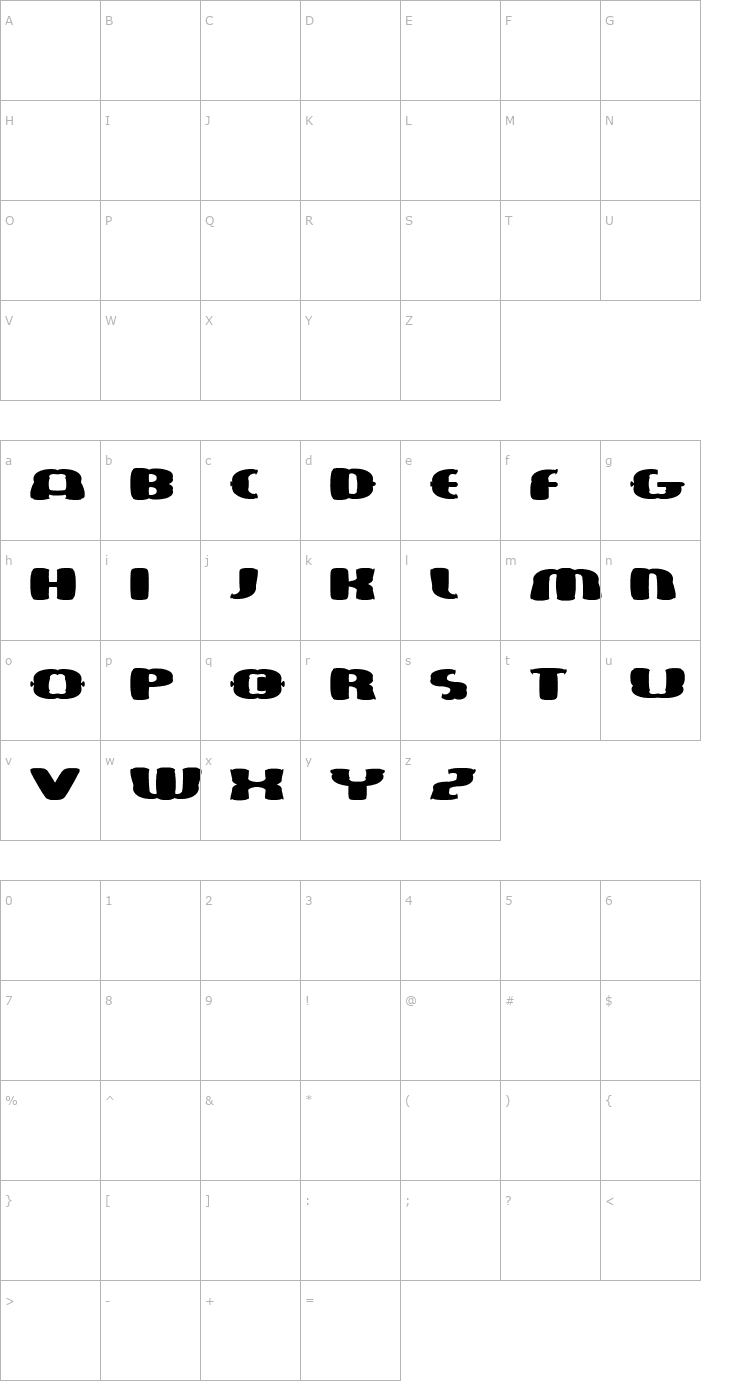 Character Map amor Font