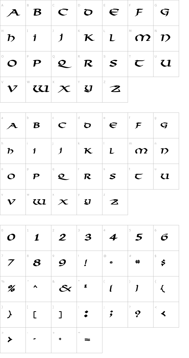 Character Map AmorosoSCapsSSK Bold Font