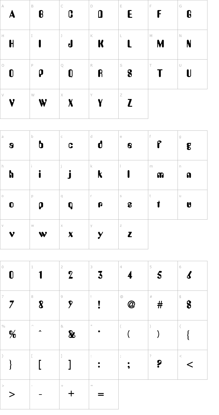Character Map Amos Bold Font