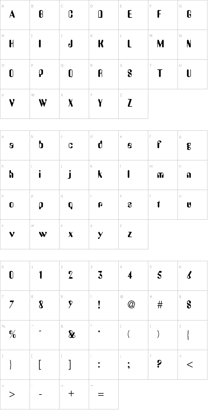 Character Map Amos Normal Font