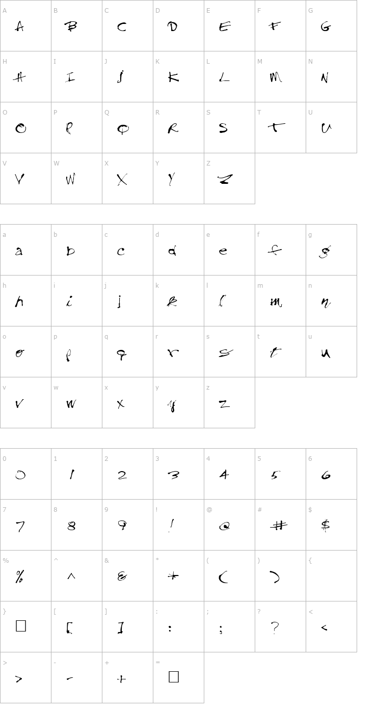 Character Map Amphi Normal Font