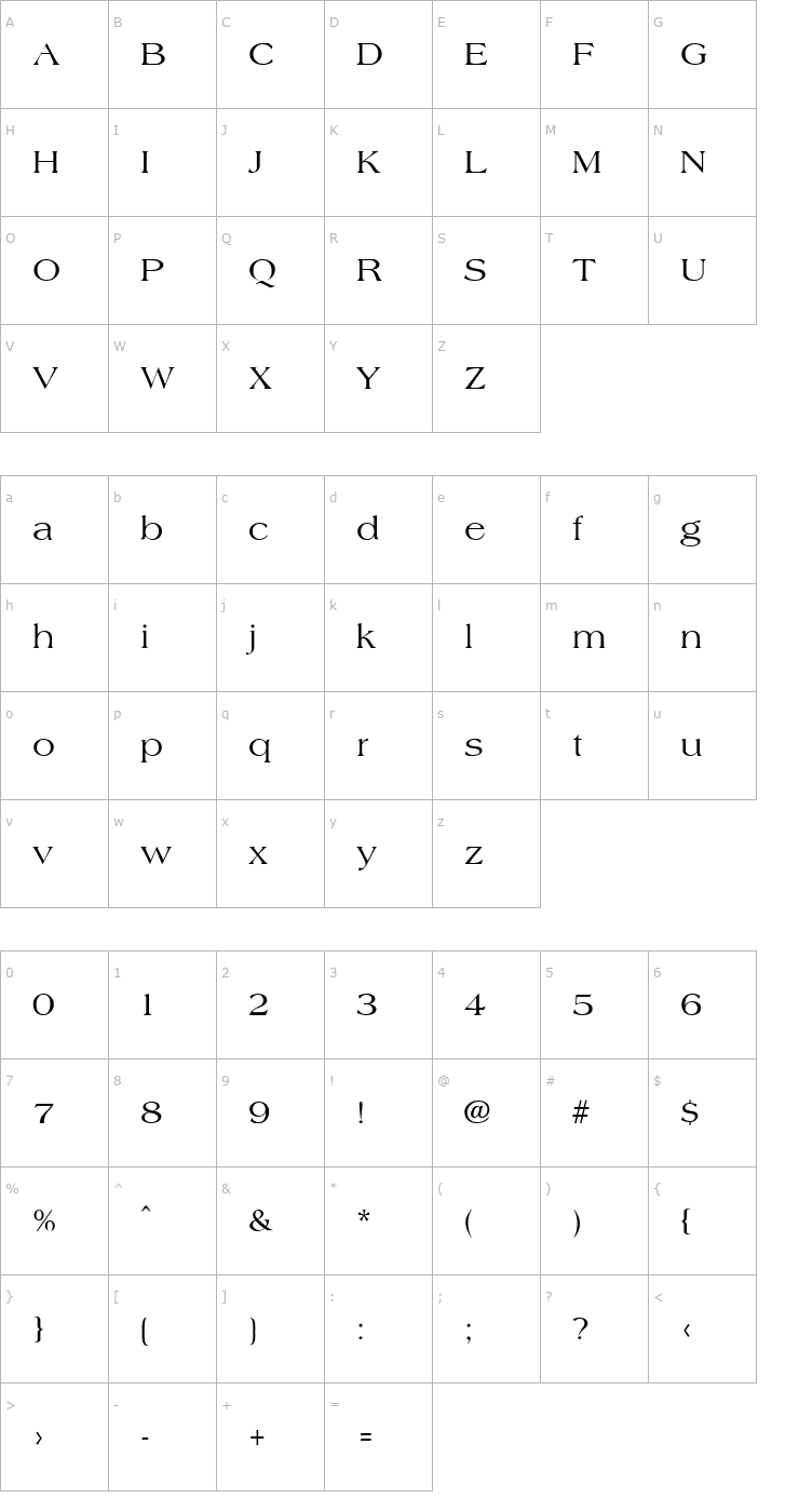 Character Map Amphion Font