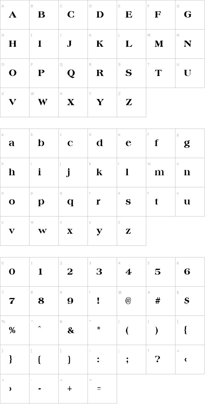 Character Map AmphionExtrabold Regular Font
