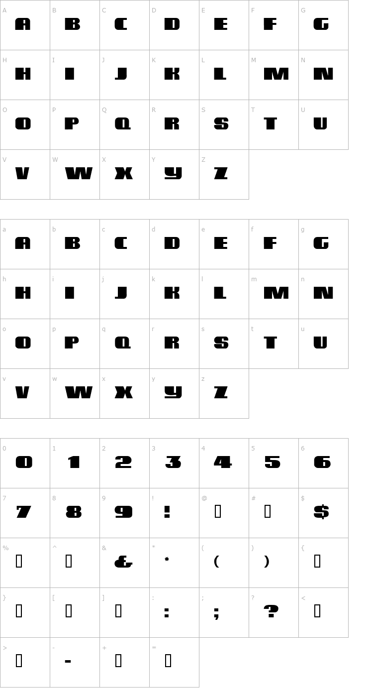 Character Map AmplioDisplayCapsSSK Font