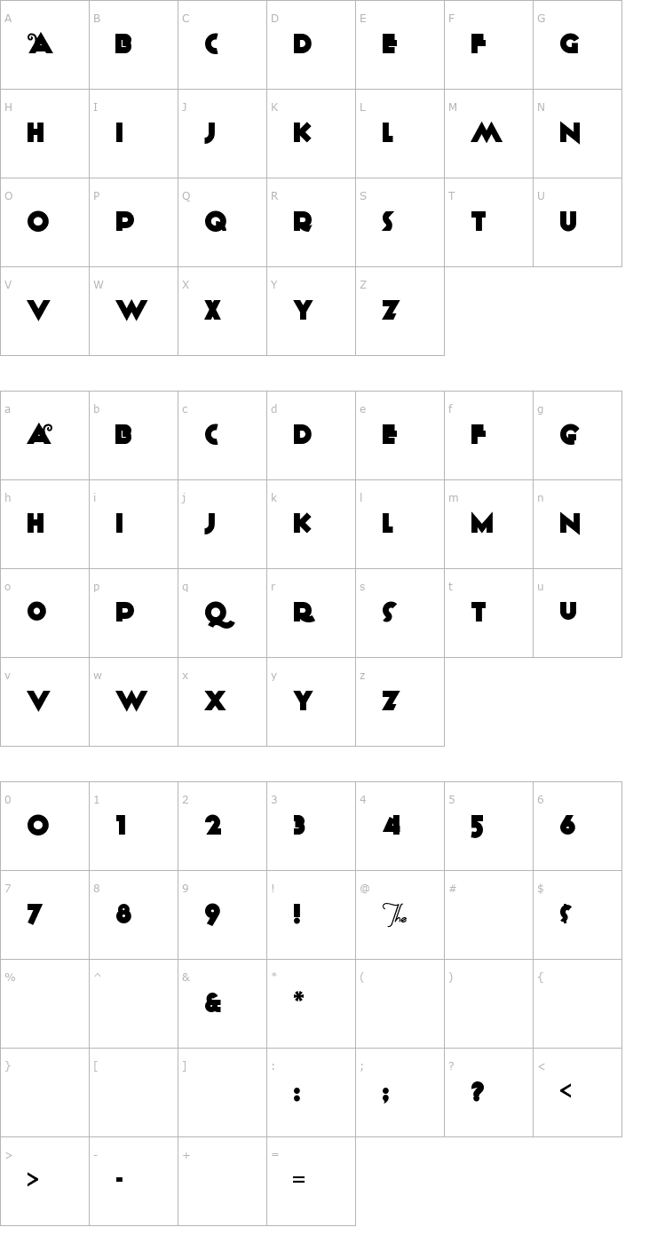 Character Map Anagram Font
