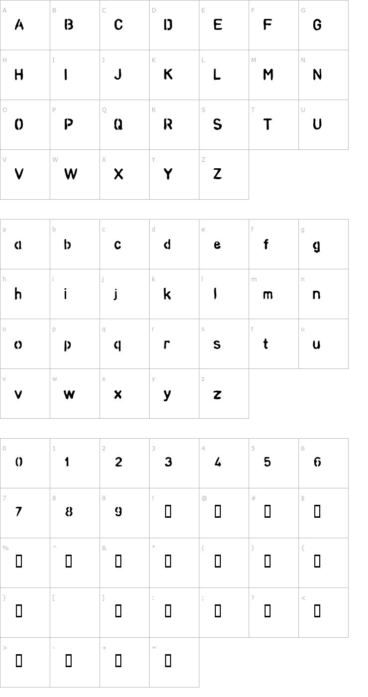 Character Map analog Font