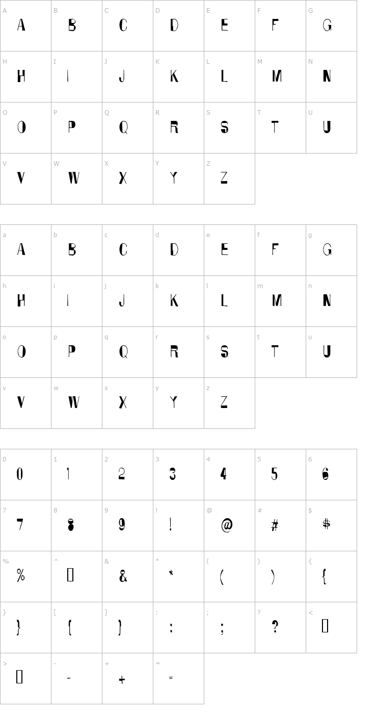Character Map AnarkoCondensed Font