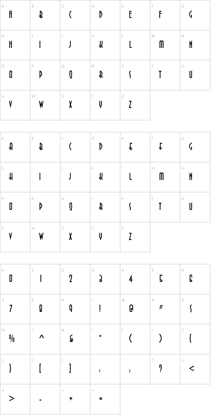 Character Map Anastasia Regular Font