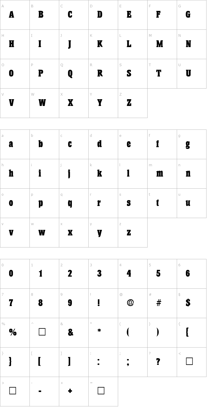 Character Map AnatoleDisplaySSK Regular Font