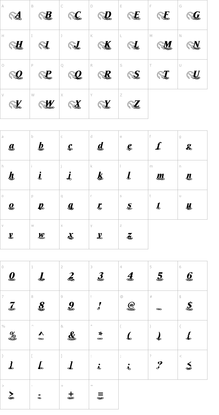 Character Map Anchor Becker Font