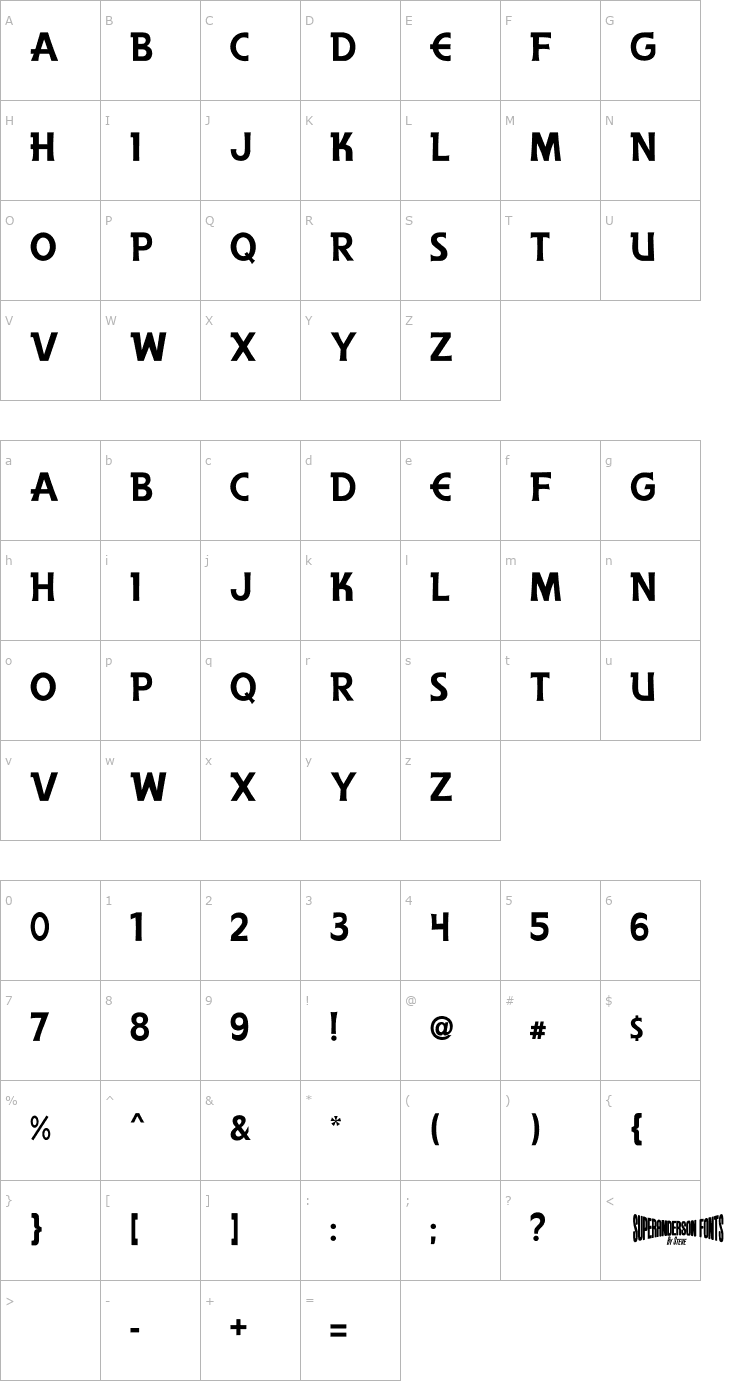 Character Map Anderson The Secret Service Font