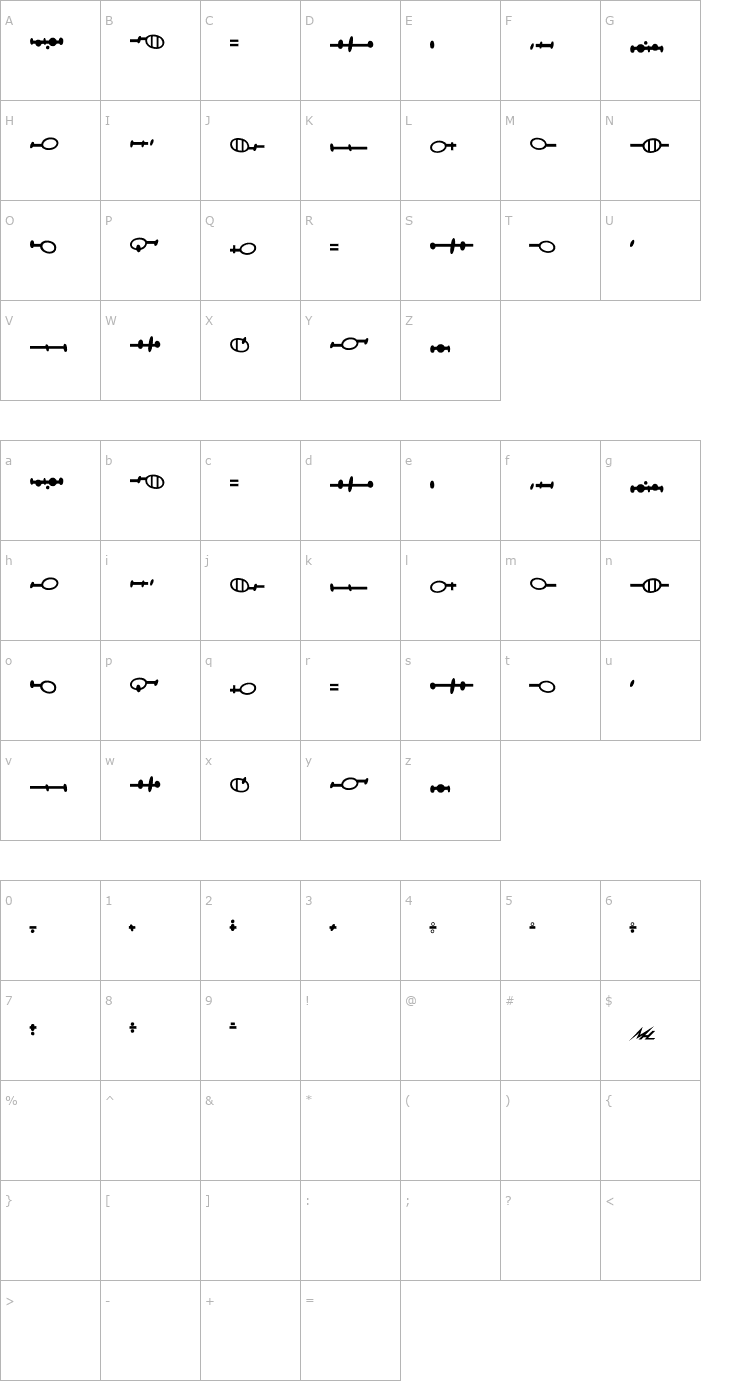 Character Map Andorian Font