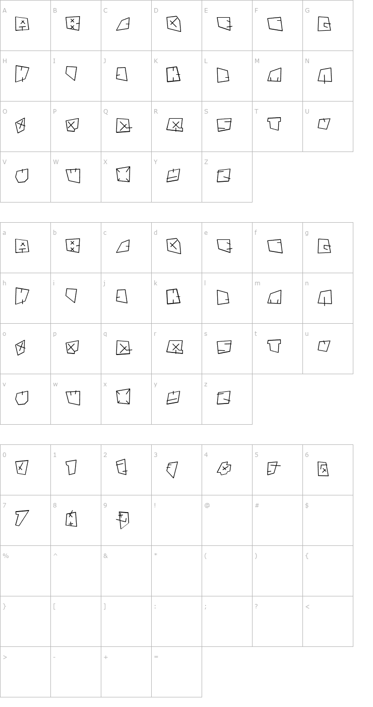 Character Map Andre Gestauchtbold Font