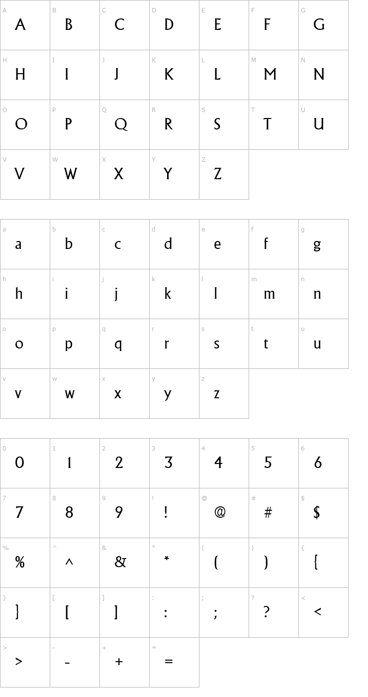 Character Map Andre SF Font