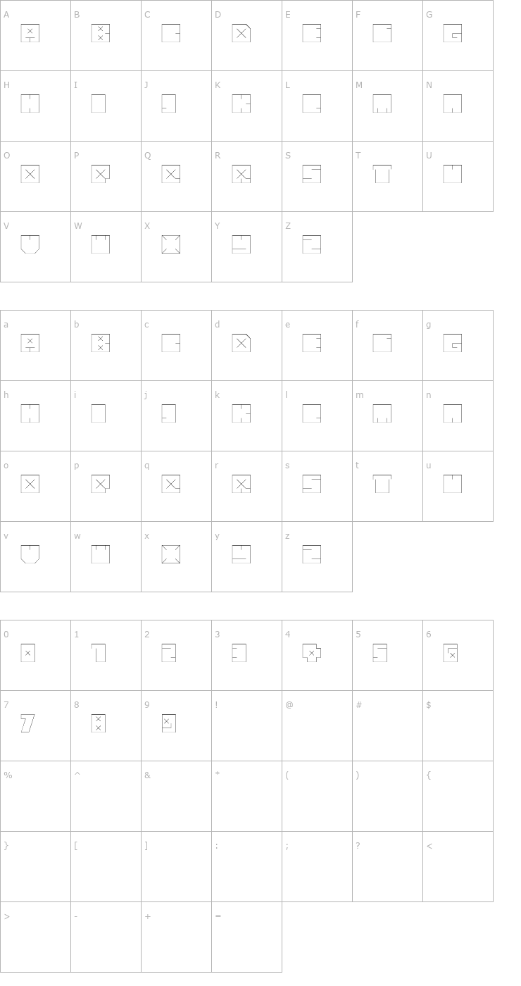 Character Map andre t light Font