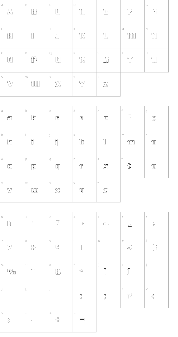 Character Map AndreaBeckerOutline Font