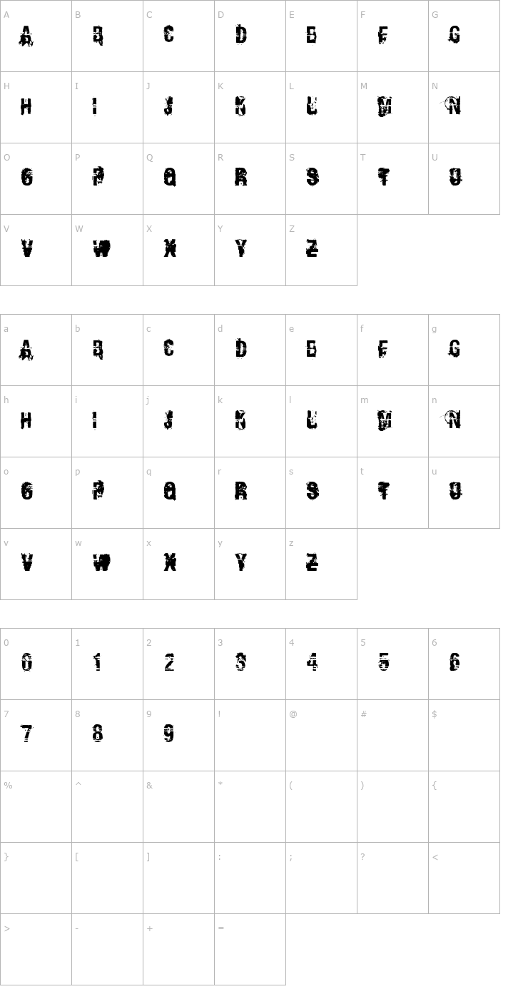 Character Map Andy Dufresne Font