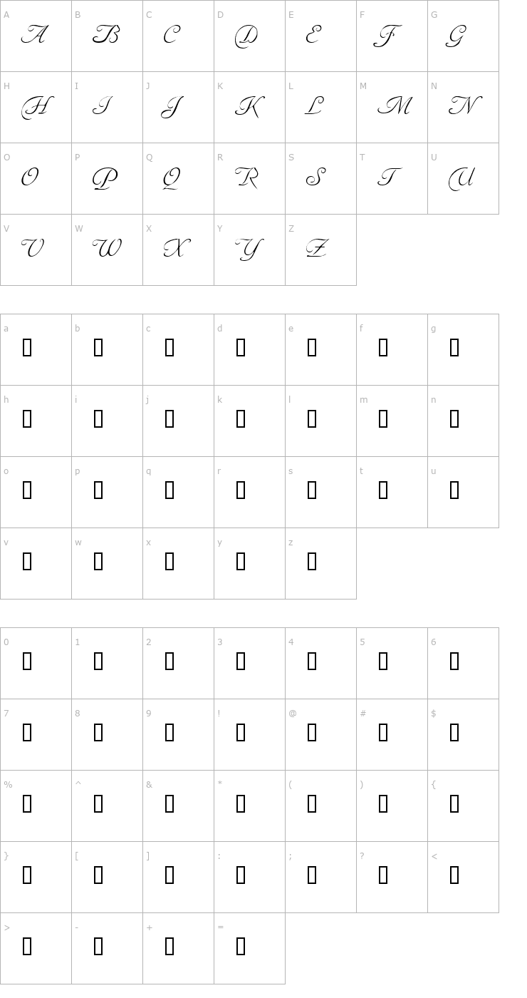 Character Map Anedocte Caps Font