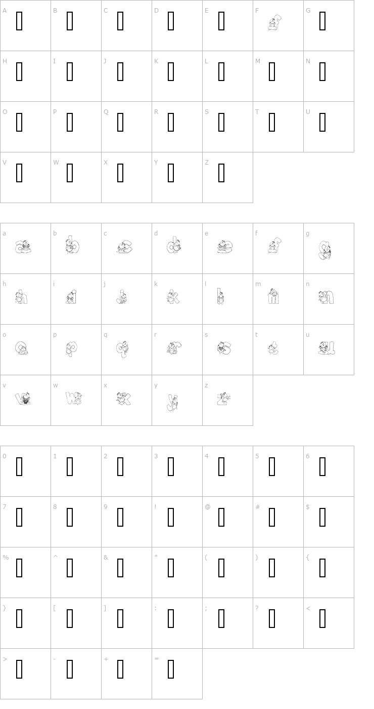 Character Map Angel Alphabet Font