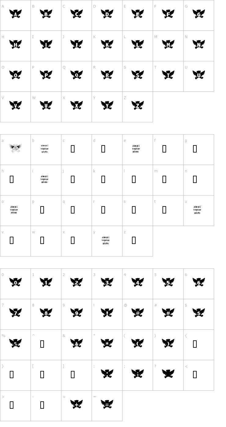 Character Map Angel Bear Font
