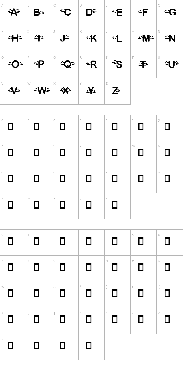 Character Map Angel Lust Font
