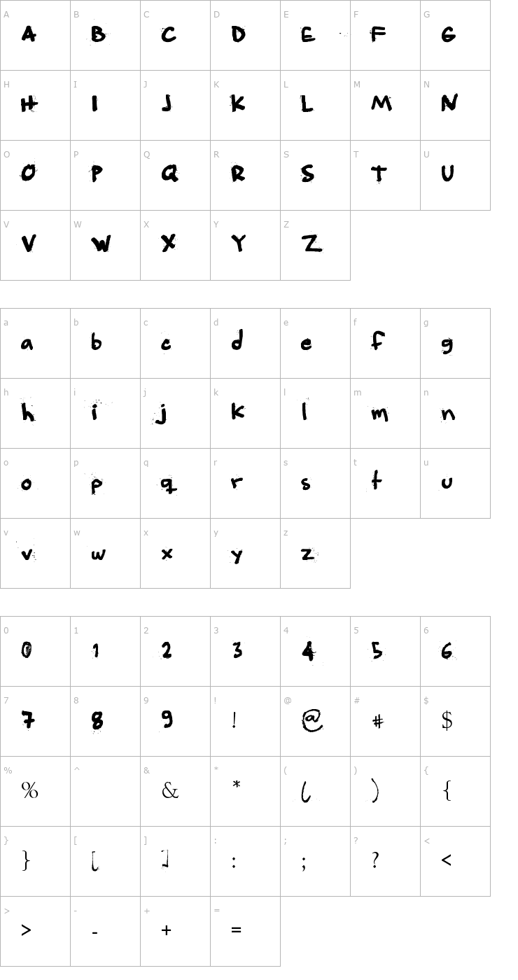 Character Map Angeleobardo Font