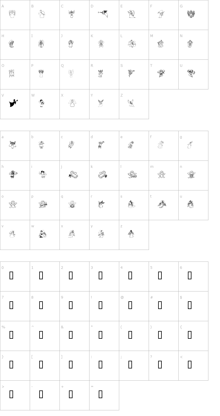 Character Map Angel'Os 1 Font