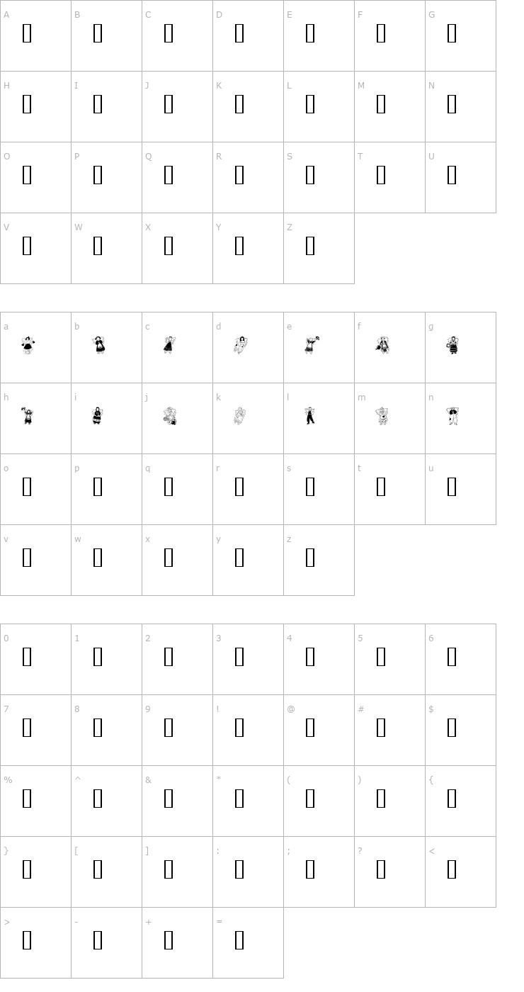 Character Map Angels around the world Font