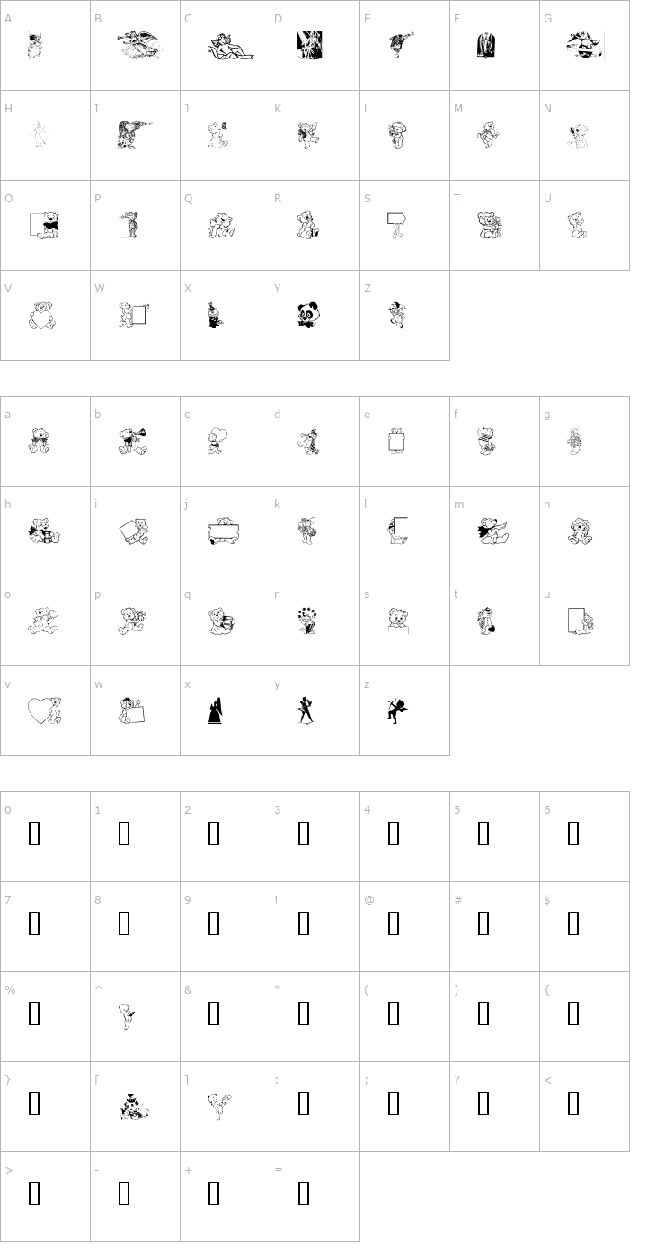 Character Map AngelsBears Font